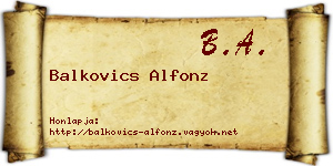 Balkovics Alfonz névjegykártya
